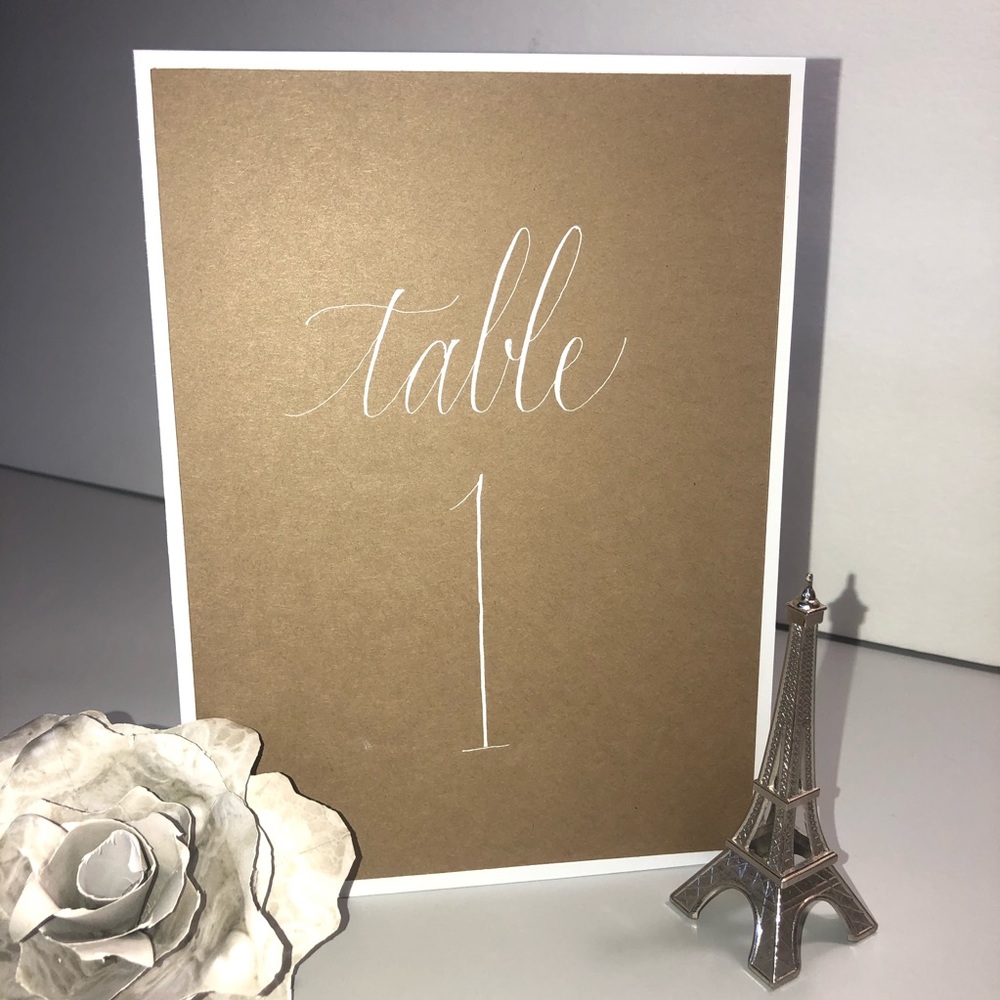 Event Table card, handmade calligraphy (wedding)